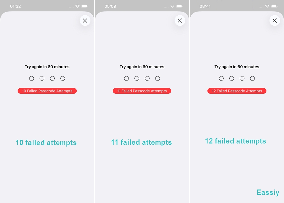 10,11,12 failed attempts