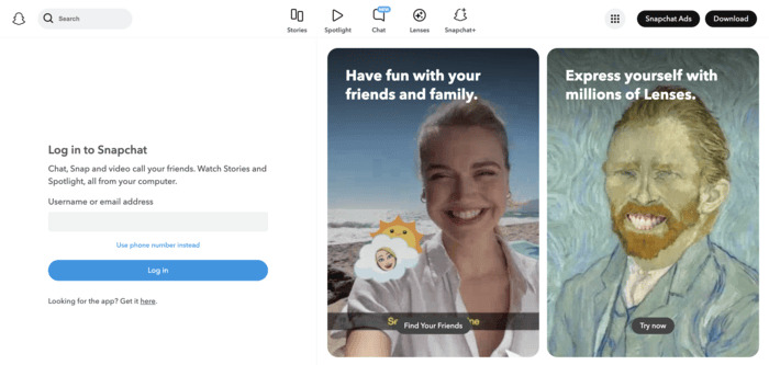 sign into Snapchat