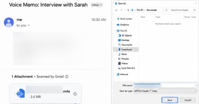 download attached Voice Memo