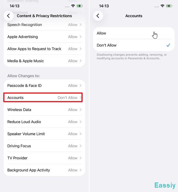 Select Allow
