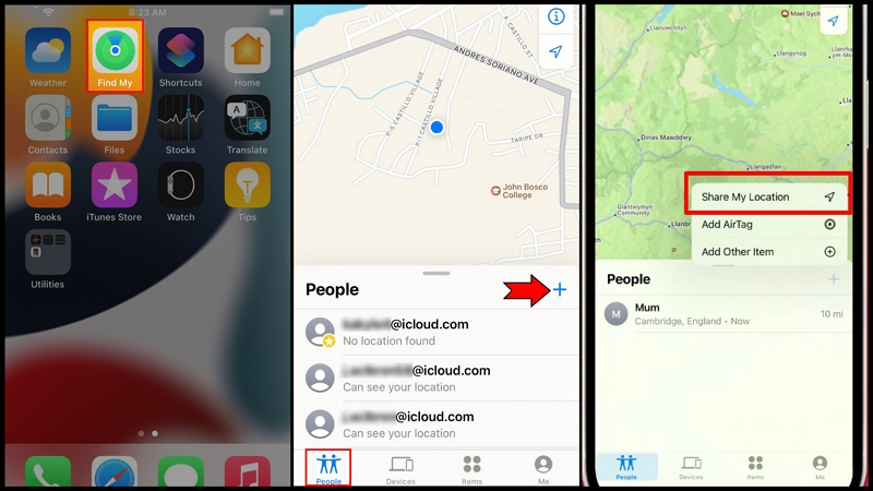 tap Add | Add Another iPhone on Find My iPhone