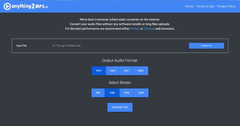 pick the format | Anything2MP3