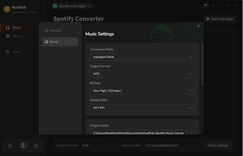 interface | AudiFab Spotify Music Converter