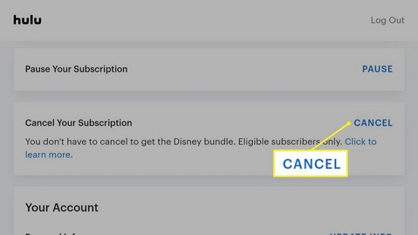 pause your subscription | how to cancel hulu on roku