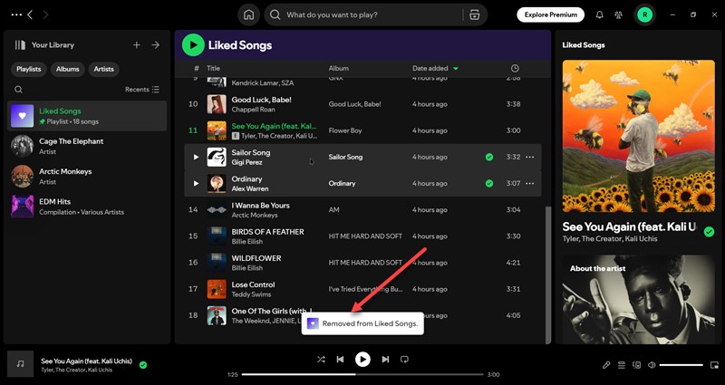 press DEL | Remove All Liked Songs Spotify
