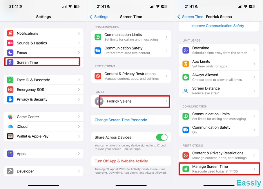 Tap Manage Screen Time under Restrictions