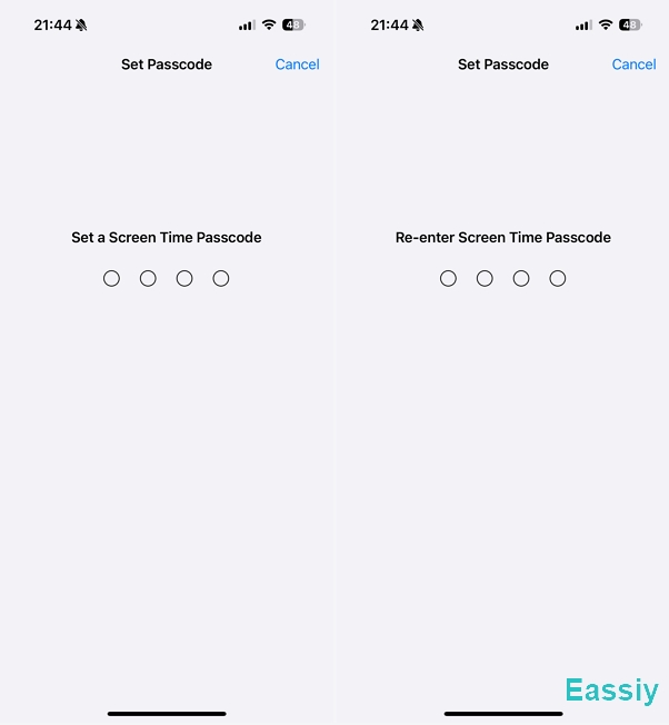 Enter a new Screen Time passcode