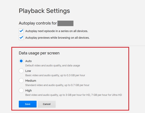 Data Usage Per Screen | how much data does netflix use