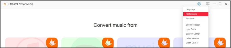 select Preferences StreamFox | Convert Spotify Music to AAC