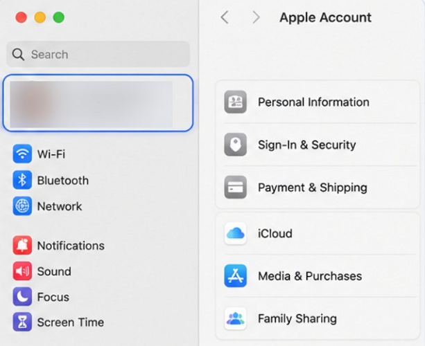 click Apple Account name