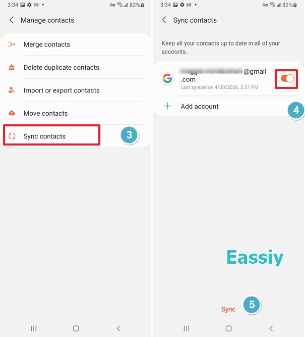Make sure your Android contacts are syncing to your Google account step 1