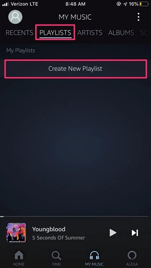 create new playlist | create a playlist on Amazon Music