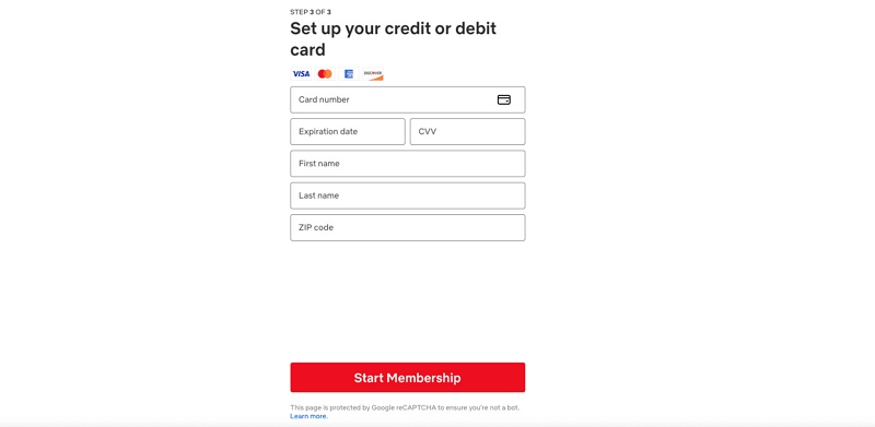 inputting your payment information | how to change netflix region without vpn
