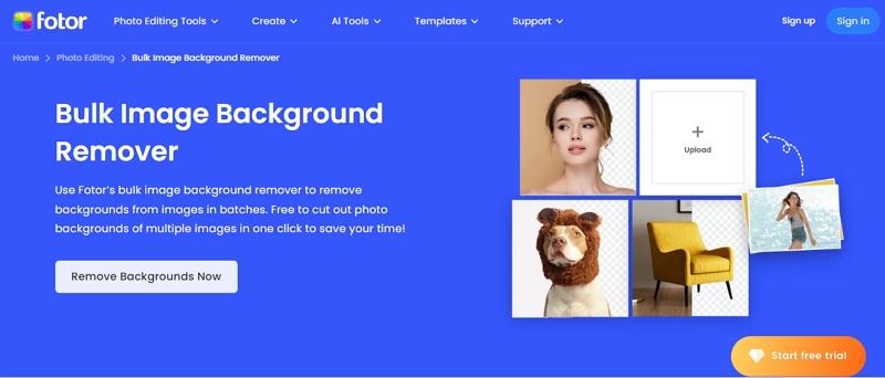 Fotor | bulk image background remover