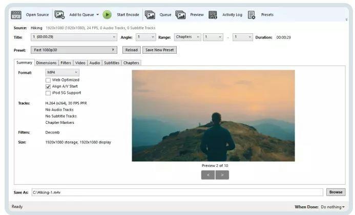HandBrake2 | Free MTS to MP4 Converter Software 