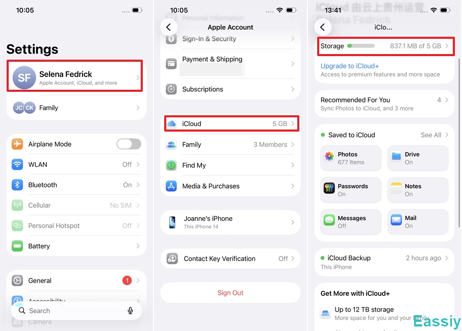 Tap iCloud > Storage