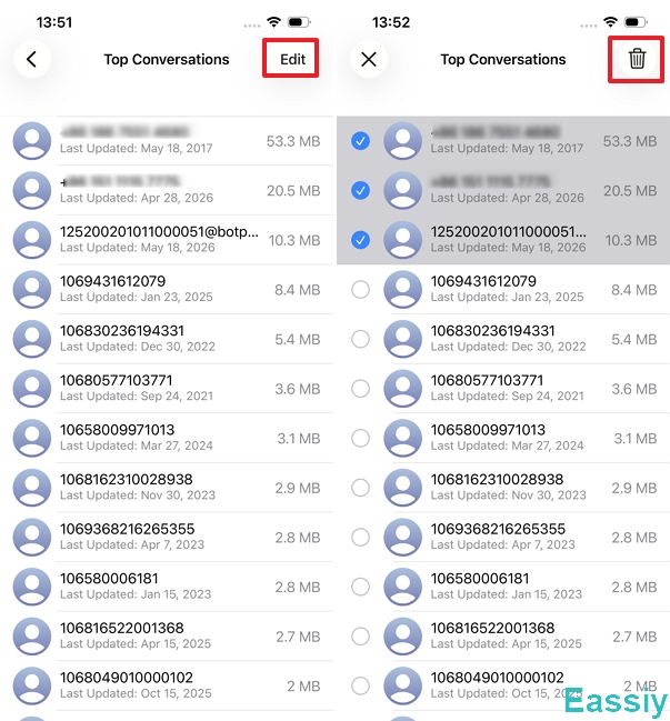 Select the messages you want to delete