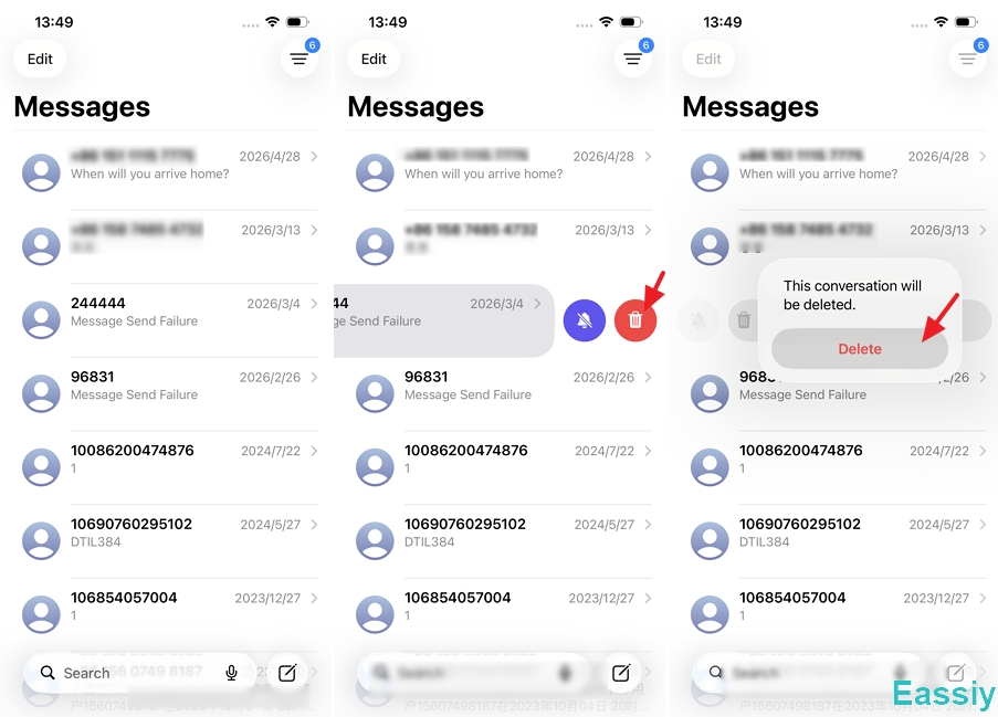 Delete via the Local Messages App