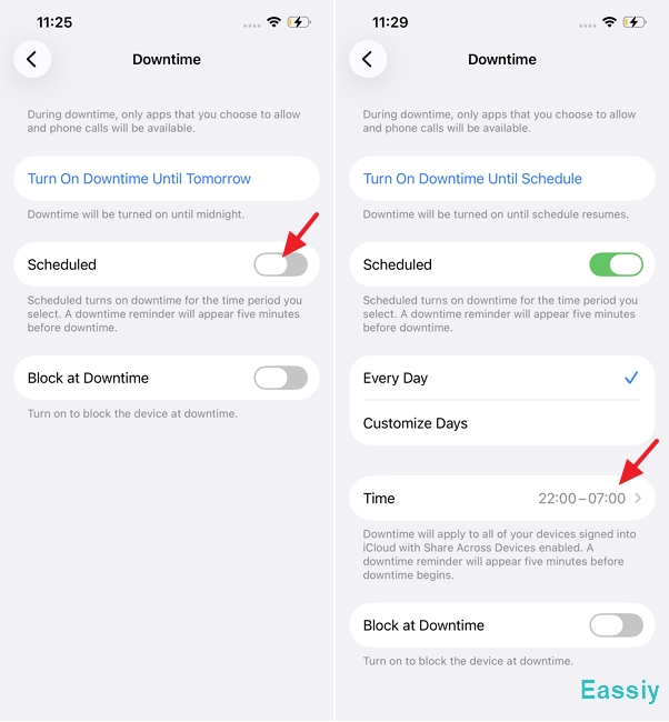 Toggle the Scheduled switch to green