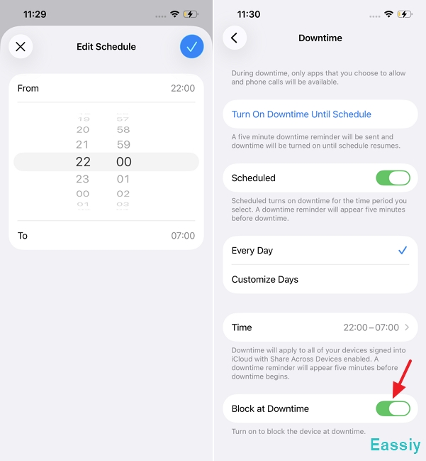 Toggle on Block at Downtime