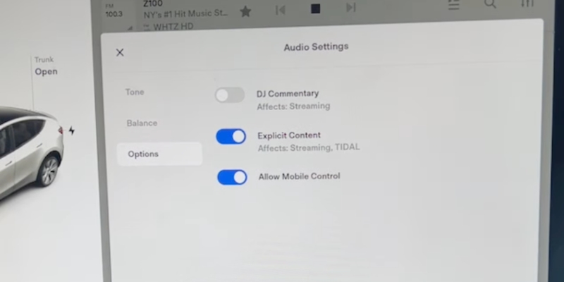 toggle off Explicit Content | Apple Music on Tesla