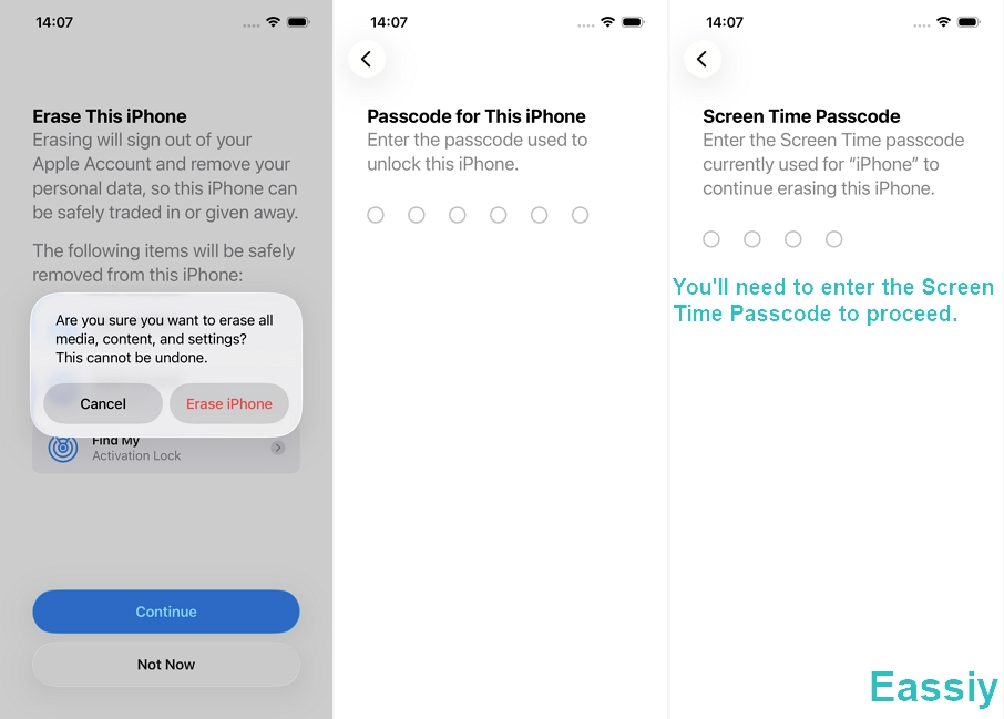 enter your Screen Time Passcode 
