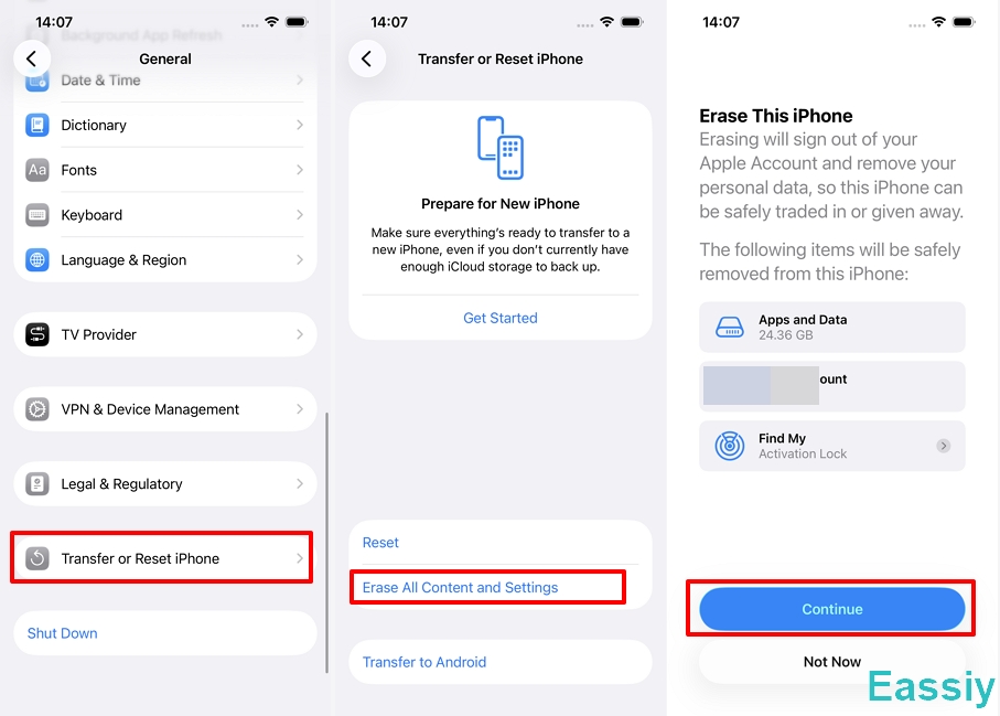 Transfer or Reset iPhone