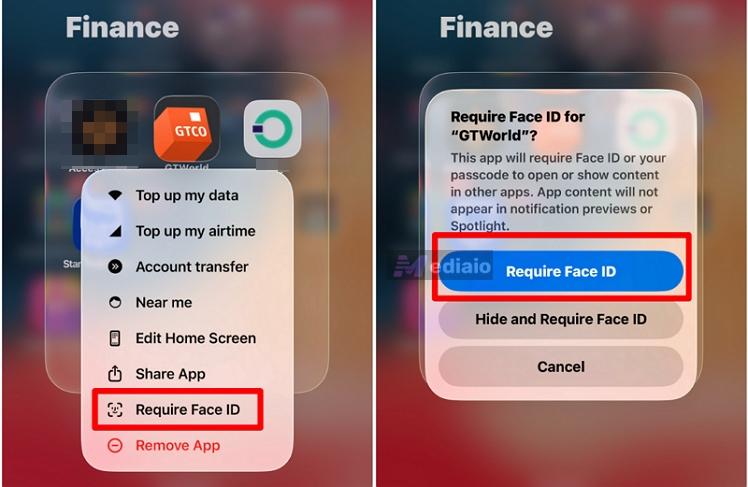 choose Require Face ID | Download Apps with Face ID