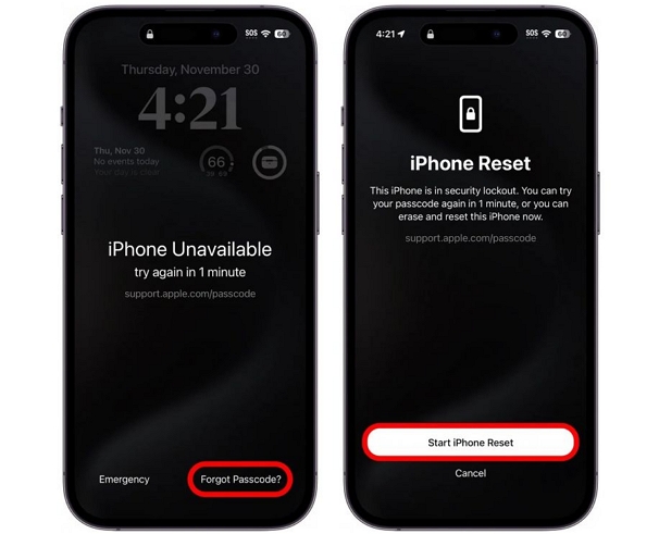 enter previous passcode | Factory Reset iPhone with Buttons
