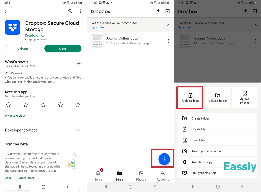Transfer Documents using Dropbox