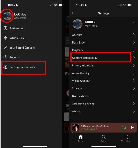 tap Content and Display | Find Hidden Songs on Spotify