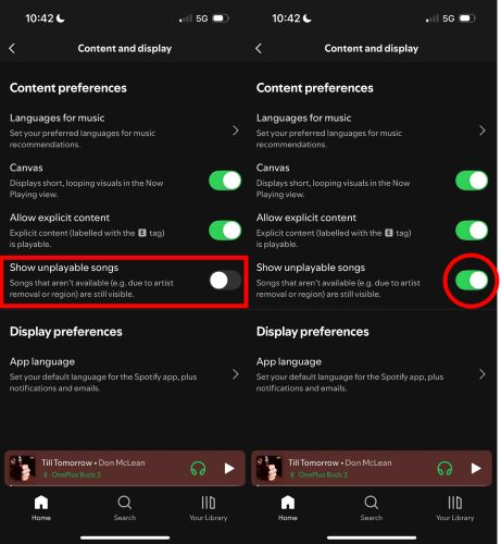 enable Show Unplayable Songs | Find Hidden Songs on Spotify
