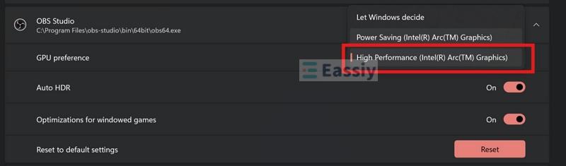 switch to High Performance | OBS Game Capture Not Working