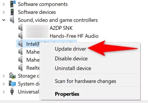 choose Update Driver | Fix Spotify Keeps Skipping Songs