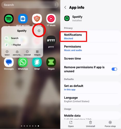 open App Info | Spotify Not Showing on Lock Screen