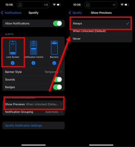 choose Always | Spotify Not Showing on Lock Screen