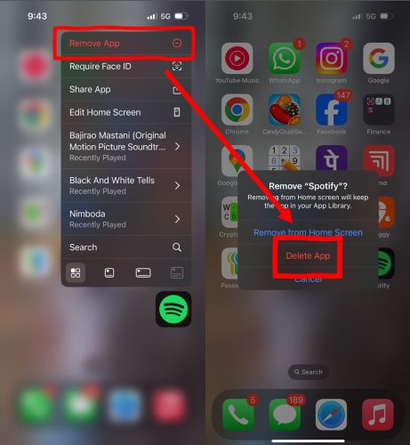 select Delete App | Spotify Not Showing on Lock Screen