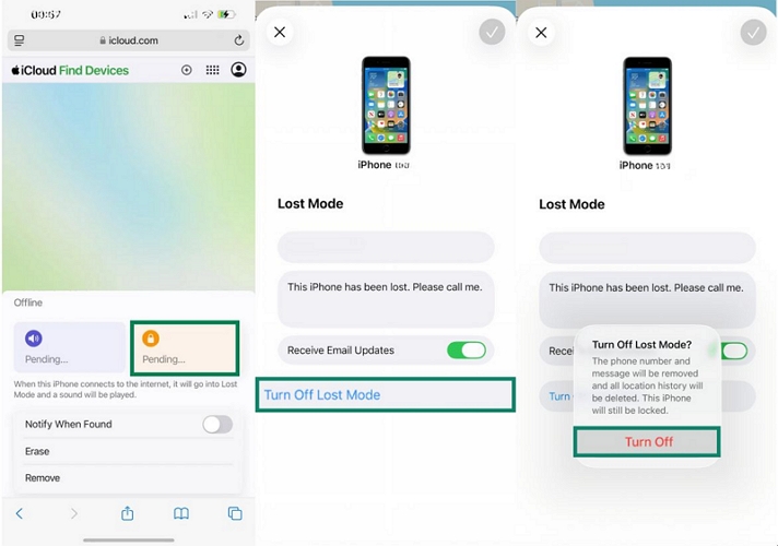 click Lost Mode | Turn Off Lost Mode on iPhone