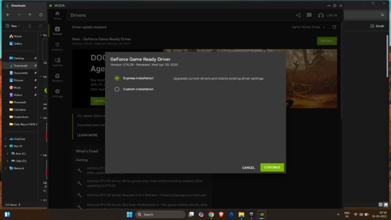 install Custom Installation | GeForce Experience Error Code 0x0003