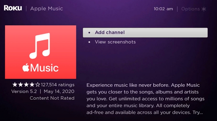 hit Add Channel | Play Apple Music on Roku