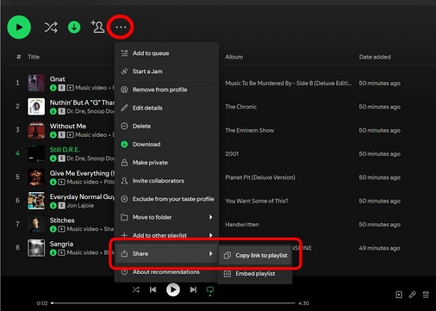 copy Spotify playlist link | Download Music from Spotify to Computer