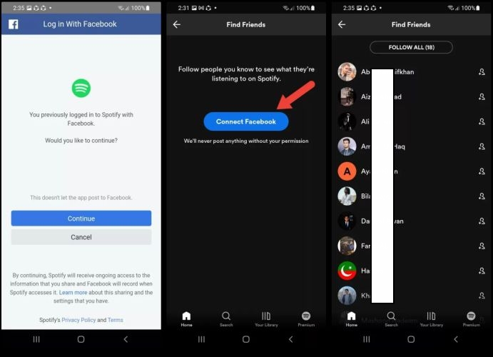 sync with Facebook | Find Username on Spotify