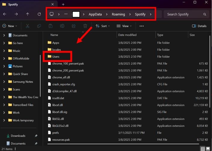 locate Users folder | Find Username on Spotify