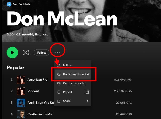 hide artist | Find Hidden Songs on Spotify