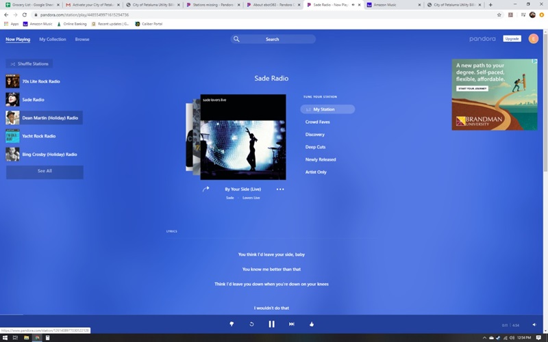 click My Collection | Make a Playlist on Pandora