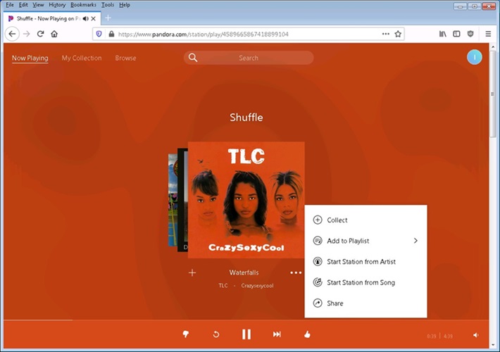 choose Add to Playlist | Make a Playlist on Pandora