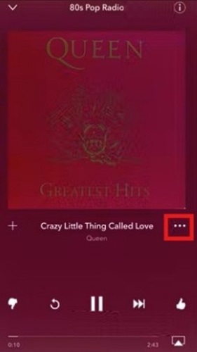 press three dots | Make a Playlist on Pandora