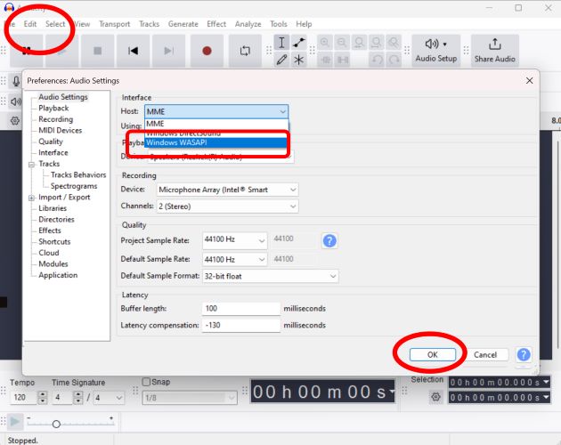 select Windows WASAPI | Download Music from Spotify to Computer
