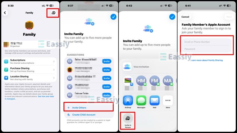 select Invite in Person | Add Another iPhone on Find My iPhone