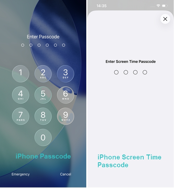 iPhone Passcode vs. iPhone Screen Time Passcode